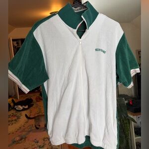 Supreme Teal and White Terry Zip-Up Polo SS20